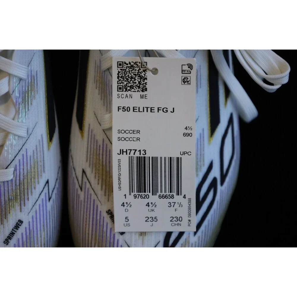 adidas F50 Elite FG Kids Soccer Cleats White Gold JH7713 NWT Firm Ground Size 5